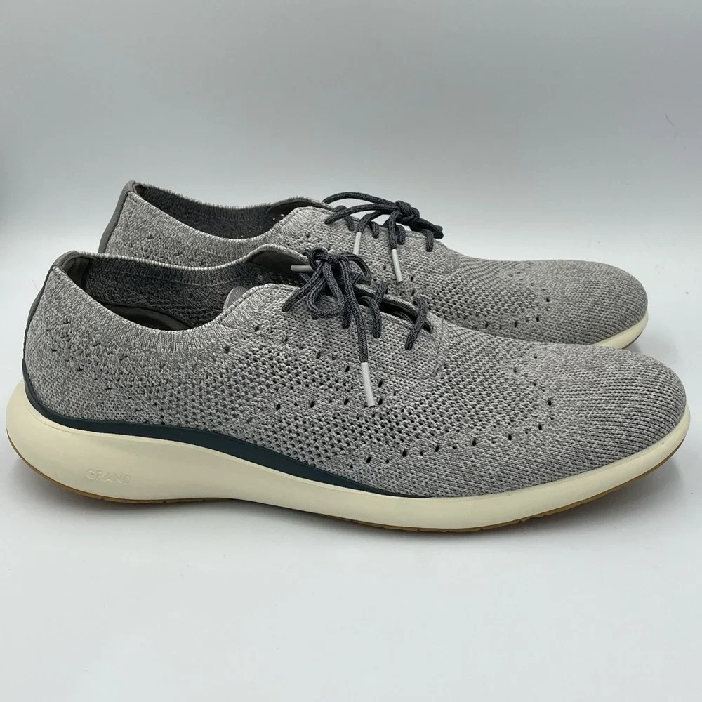 Cole Haan Mens Grand Troy Wingtip Oxford Shoes Size 11.5‎ Gray Knit C33769
